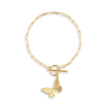 Load image into Gallery viewer, Butterfly Toggle Gold Bracelet