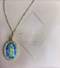 Load image into Gallery viewer, Mary in Blue China Handpainted Necklace