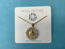 Load image into Gallery viewer, Gold Pearl and Crystal Mary Pendant