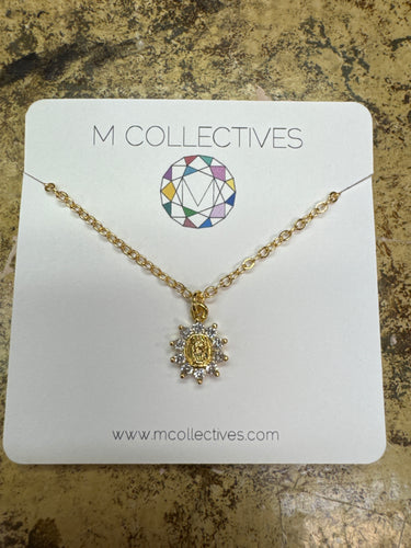 M Collectives Petite Rhinestone Mary Necklce