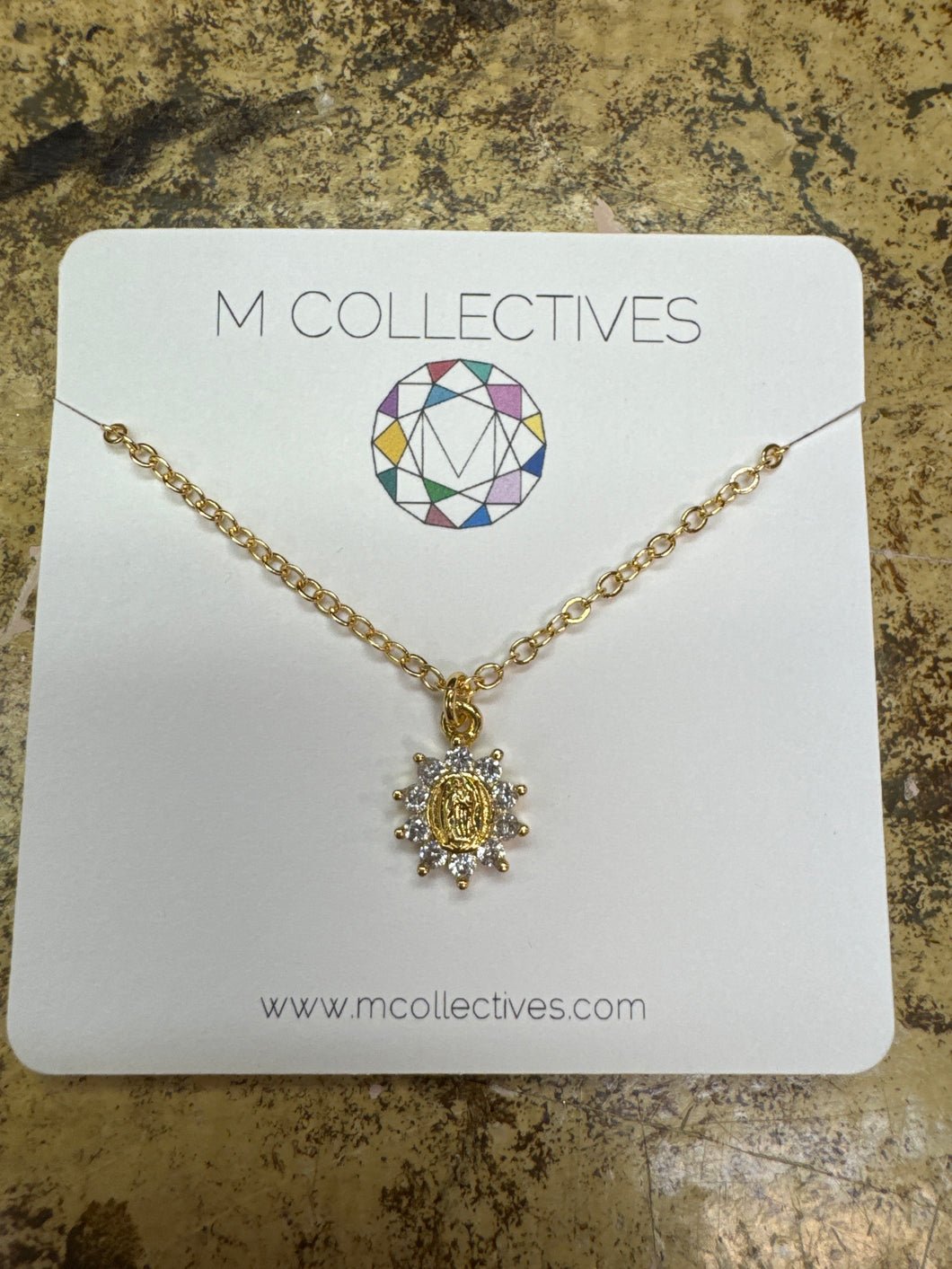 M Collectives Petite Rhinestone Mary Necklce