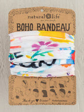 Load image into Gallery viewer, Full Boho Bandeau® Headband - Floral Printed Blue Cream