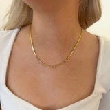 Lex the Label Harlow Oval CZ Herringbone Necklace