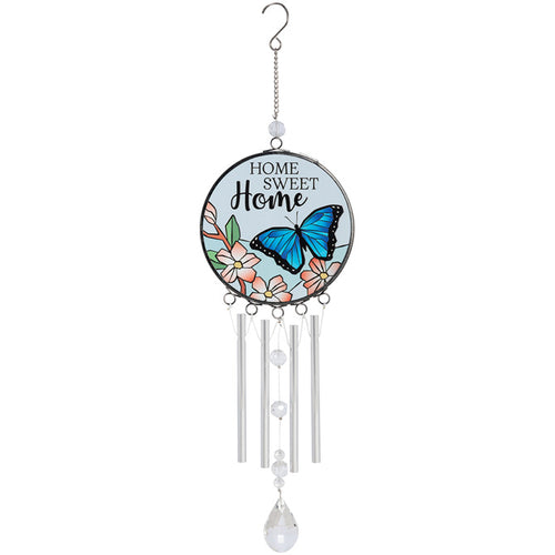 Home Sweet Home Blue Butterfly Wind Chime