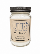 Load image into Gallery viewer, Flutterby 1 Wick Mason Jar Candle- Cajun Campfire