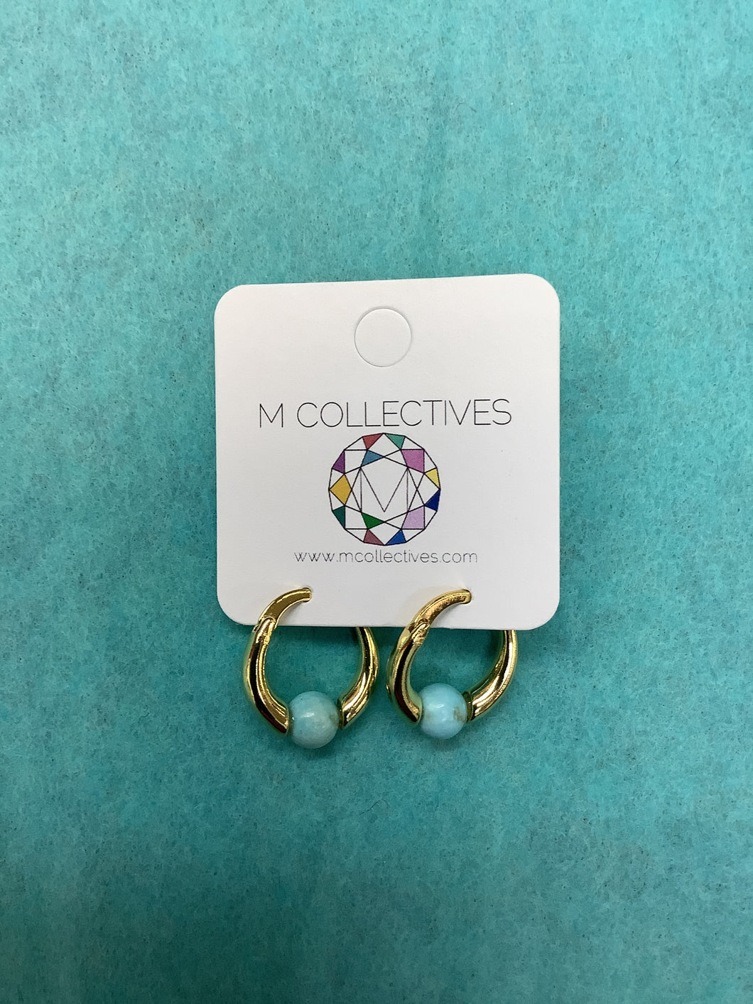 M Collectives Turquoise Bead Gold Hoop Earrings