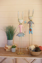 Load image into Gallery viewer, Painted Metal Long-Legged Boy and Girl Rabbit