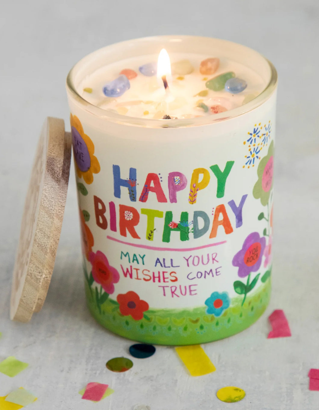 Natural Life Gemstone Happy Birthday Candle