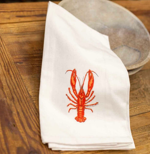Crawfish Hand Towel White/Red
