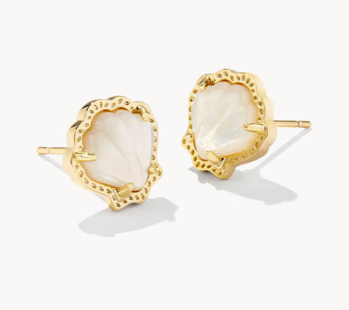 Brynne Shell Gold Stud Earrings