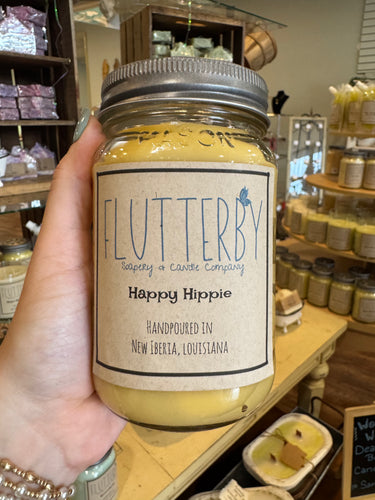 Flutterby 1 Wick Mason Jar Candle- Happy Hippie