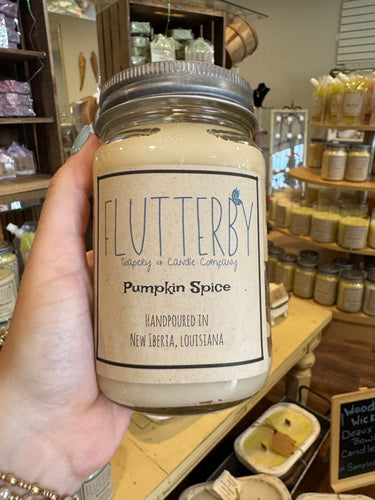 Flutterby 1 Wick Mason Jar Candle- Pumpkin Spice