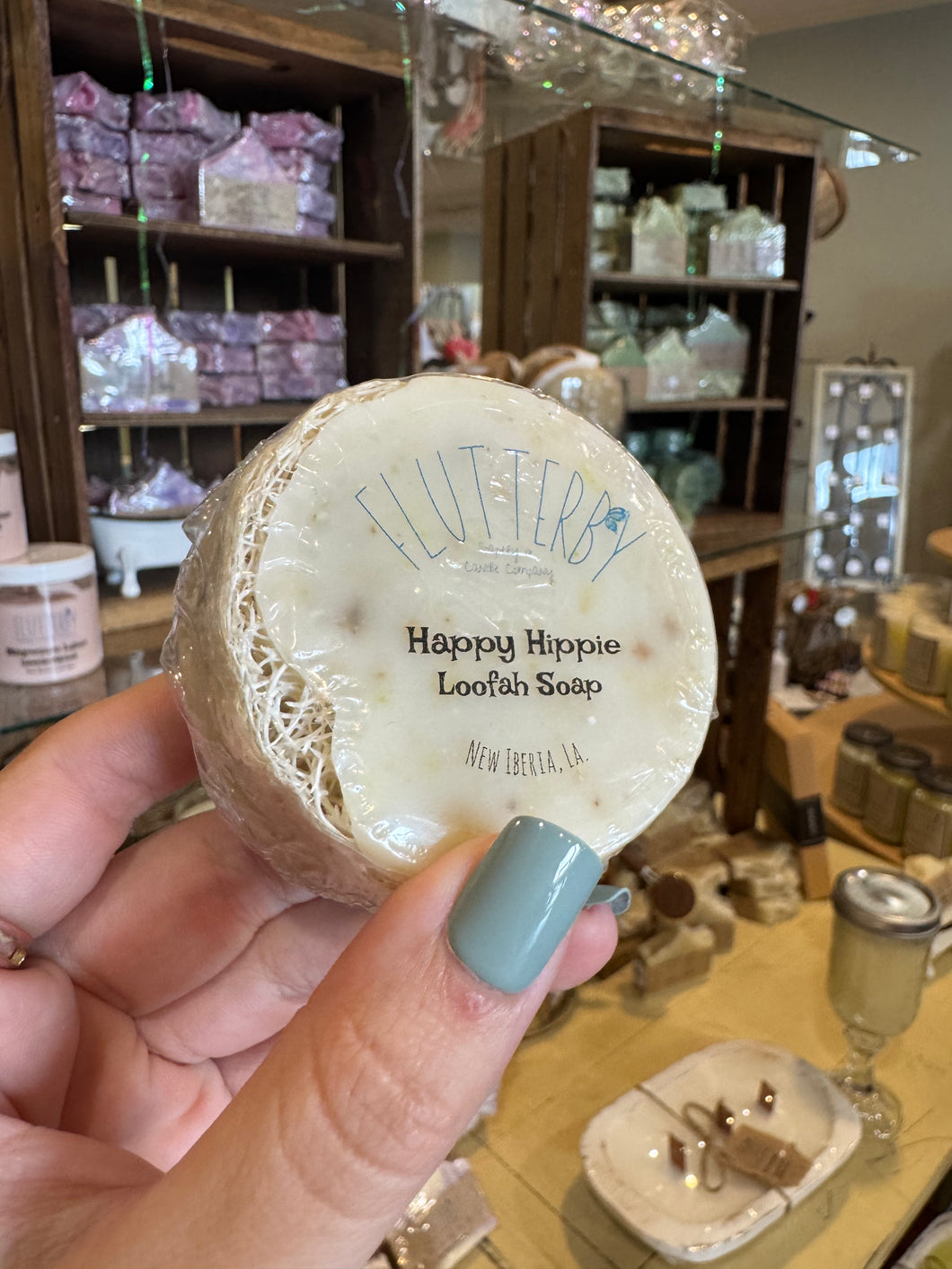 Flutterby Loofah Soap- Happy Hippie