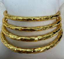 Load image into Gallery viewer, Gold Thick Hammered Bracelet