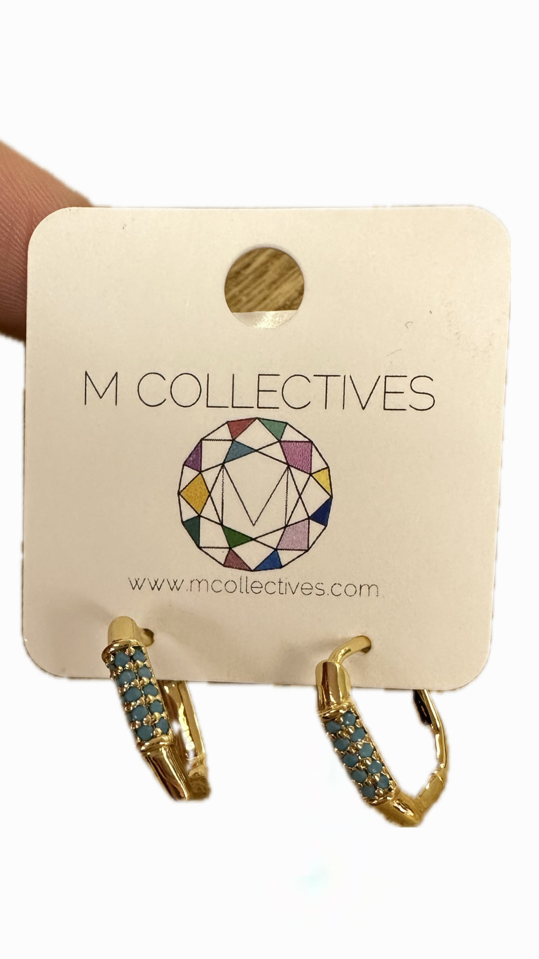 M Collectives Turquoise Pave Hoops