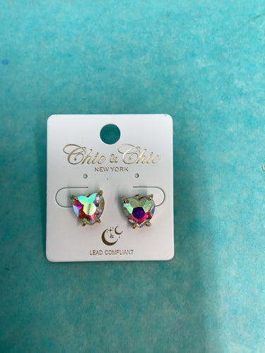 Iridescent Heart Earrings