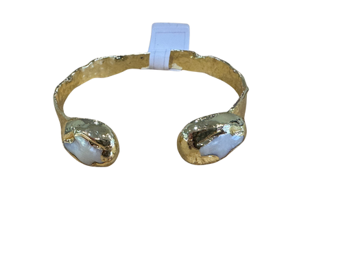 Lex the Label Pearl Cross Cuff Bracelet