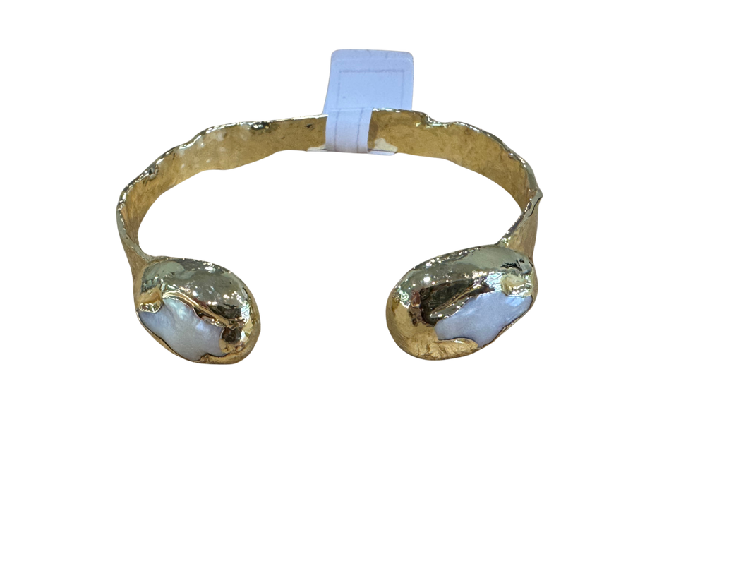 Lex the Label Pearl Cross Cuff Bracelet