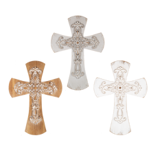 Load image into Gallery viewer, Carved Medallion Cross Wall Decoration