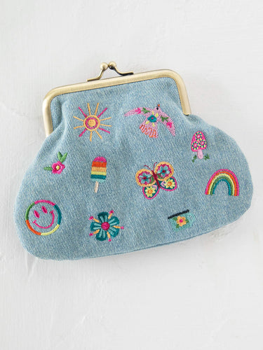 Embroidered Kisslock Coin Purse