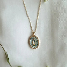 Load image into Gallery viewer, Mary in Gingham Handpainted Necklace