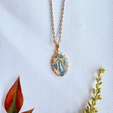 Load image into Gallery viewer, Dainty Our Lady in Blue Roses Handpainted Necklace