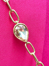 Load image into Gallery viewer, Gold Textured Link Pink Stone Necklace