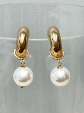 Load image into Gallery viewer, Chunky Gold with Drop Pearl Earrings