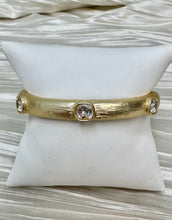 Load image into Gallery viewer, Matte Gold with Crystal Bangle Bracelet
