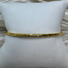 Load image into Gallery viewer, Gold Thin Hammered Rhinestone Bangle Bracelet