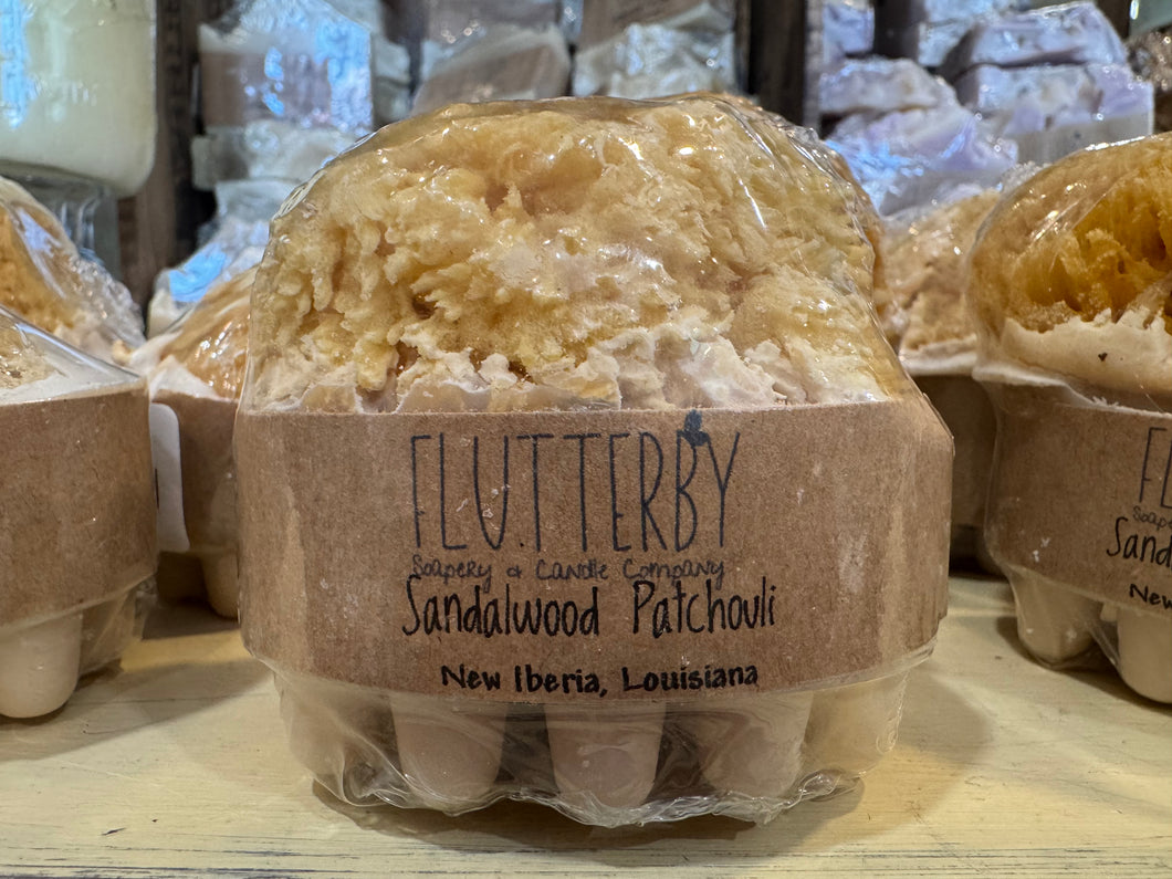 Flutterby Sandalwood Patchouli Massage Bar Sea Sponge Soap