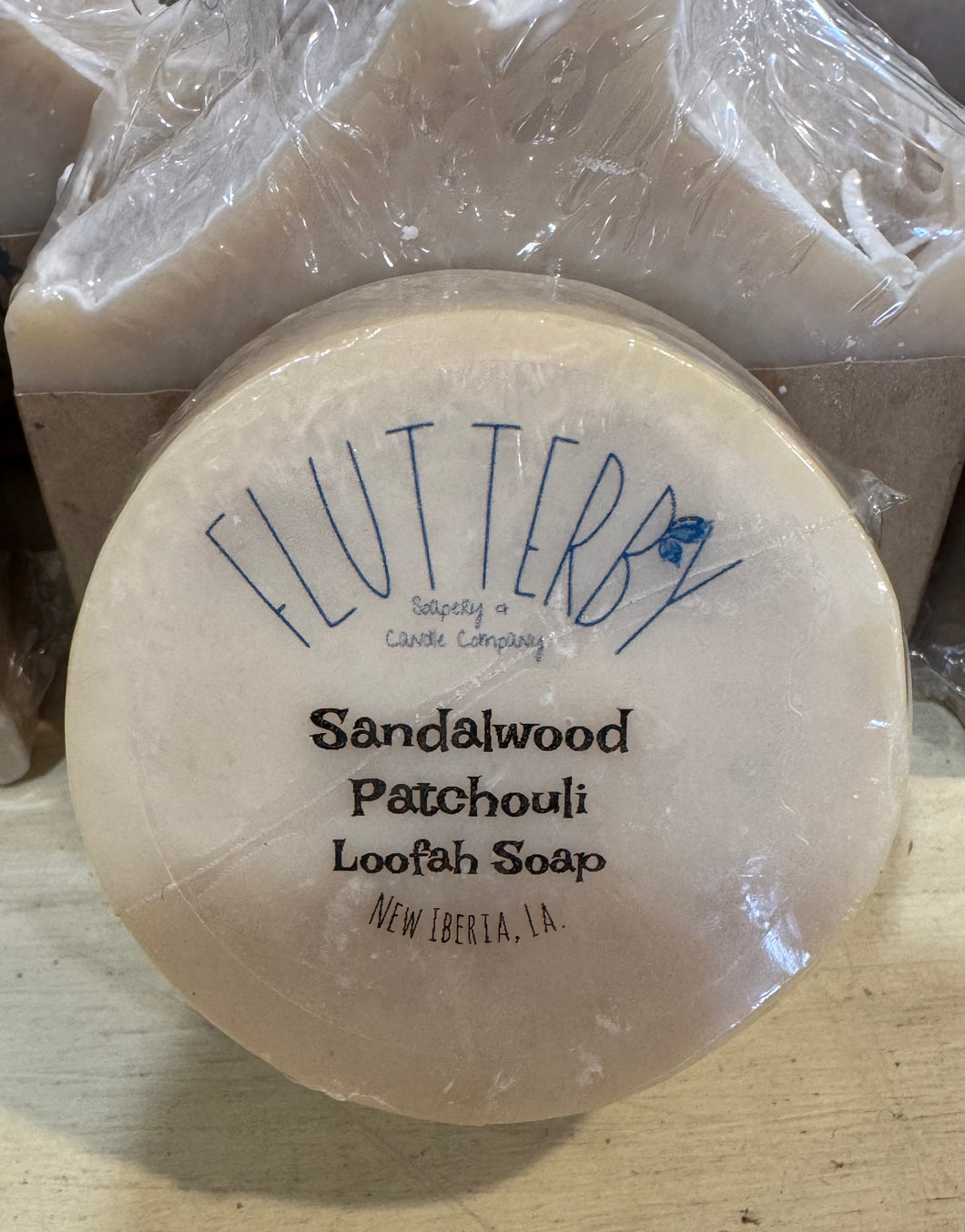 Flutterby Sandalwood Patchouli Loofah Soap
