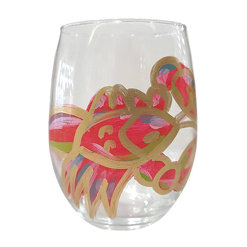 Crawfish Handpainted Wine Glass