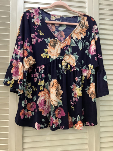 Navy Floral Garden Top