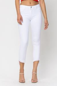 Jeans - Crop Frayed White Jean