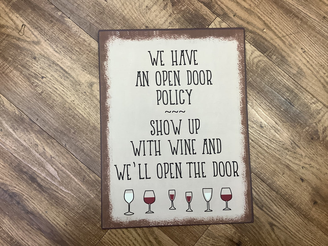 Tin Wine Plaque