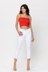 Jeans - Crop Frayed White Jean