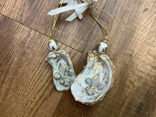 Fleur de Lis Oyster Shell Ornament