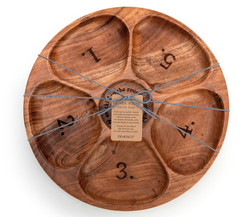 Numbered Divided Wood Serving Tray