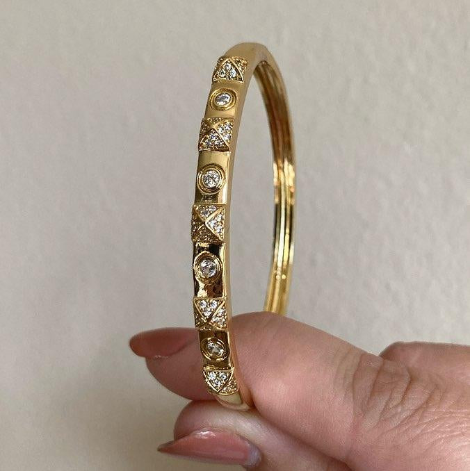 M. Collective Gold and Crystal Bangle