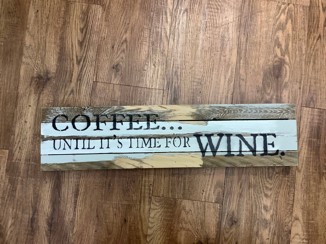24'' x 6'' Coffee Time for Wine Wall Art