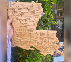 Louisiana Shaped Map Cutting Board