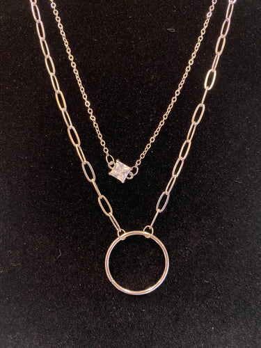 Circle and Diamond Necklace